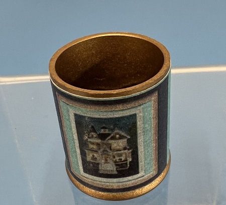 Blue and Black Gold Rim Trash Can MC06056