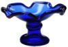 Blue Glass Fluted Pedestal Platter HB253