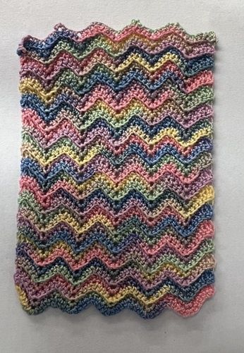 Blue. Pink, Gold, Green Crocheted Afghan mc1779x