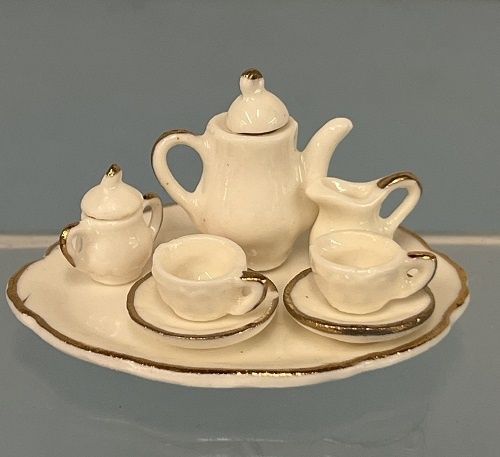 Bone China Tea Service in White with Gold Trim MC39x