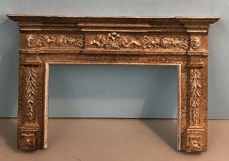 Brass Colored Stone Effect Mantel with Silver Accents KK1010