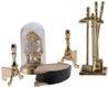 Brass Fireplace Accessories with Clock, 8pc IM66235