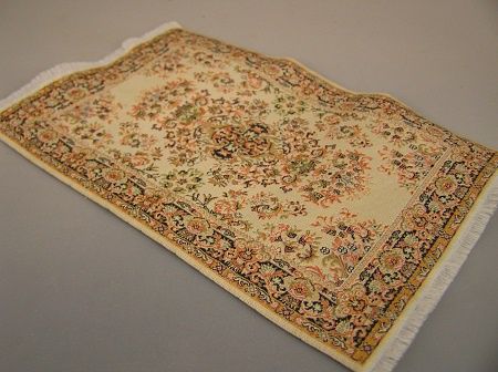 Beige Rug with Brown, Green and Tangerine JF0002