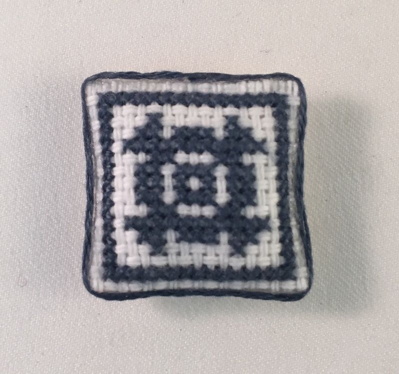 Blue Cross-Stitch Design Pillow