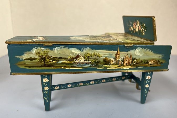 Blue Grand Double Keyboard Painted Piano ch22147