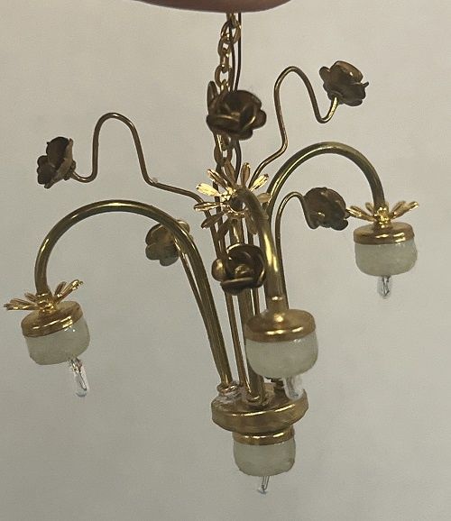 Brass 4 Light Chandelier with Metal Roses Mc030743