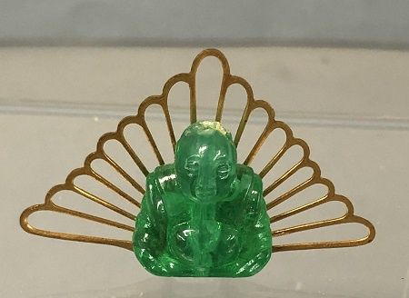 Brass Decorator Piece with Green Buddha mc01400