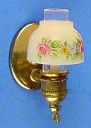 Brass Wall Sconce w White Floral Shade ws400