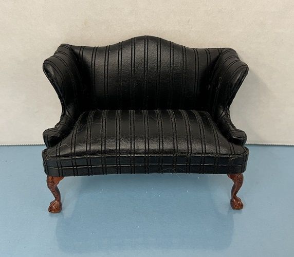 Bespaq Black Ribbed Leather Sofa mc030842