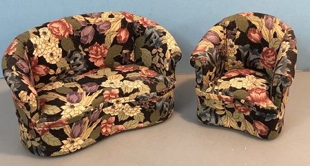 Black Floral Settee and Chair MC00133