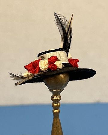 Black Silk Hat with Red Roses JG0016