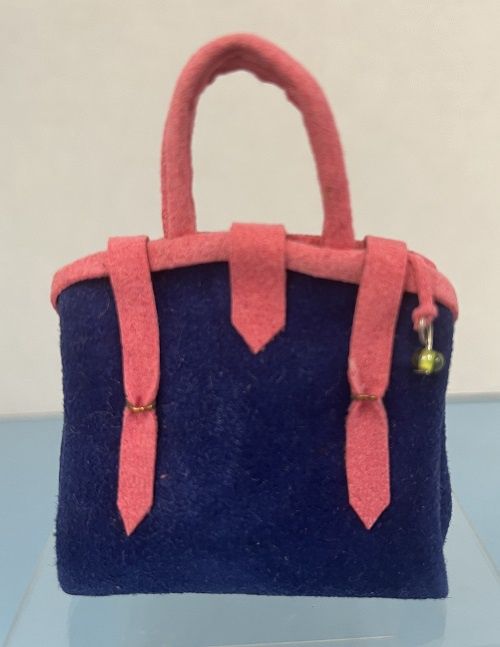 Blue and Pink Ultrasuede Carpetbag mc1925x