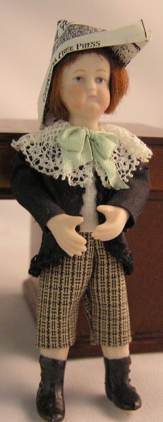Boy Doll with Black Jacket and Newspaper Hat RDR1645