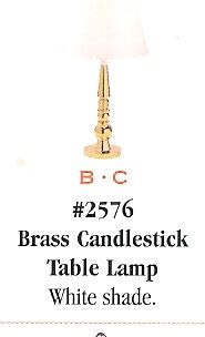 Brass Candlestick Table Lamp, White Shade hw2576