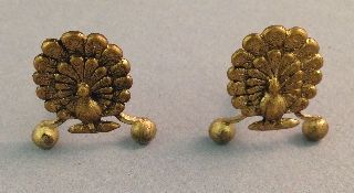 Brass Finish Peacock Andirons F0518