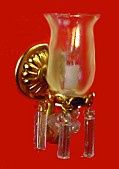 Brass Wall Sconce w Chimney and Crystal Drops lbwsu
