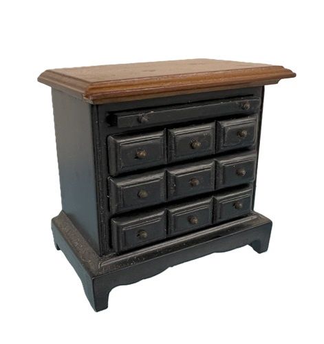 Black Wide Bedside Table with Walnut Top mc030687