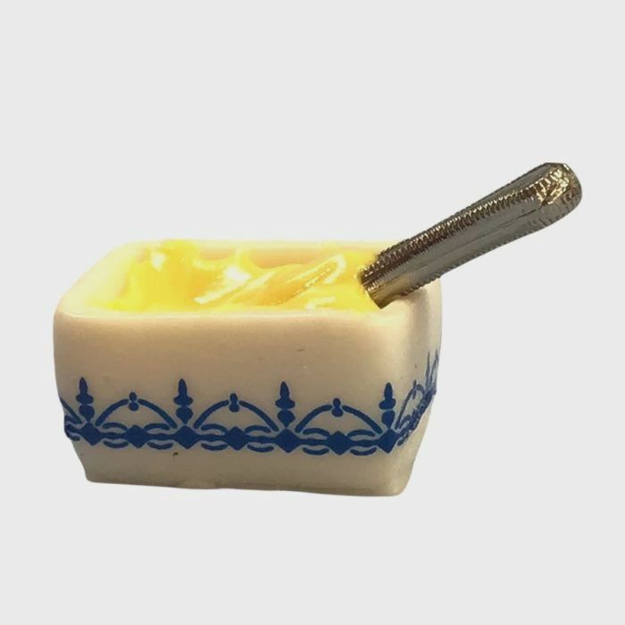 Blue and White Butter Dish with Knife mcf1508
