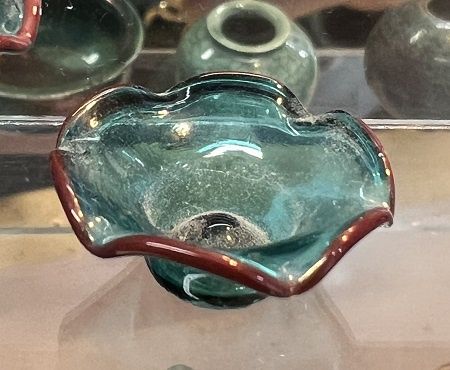 Blue Blown Glass with Brown Edge 10000040-1
