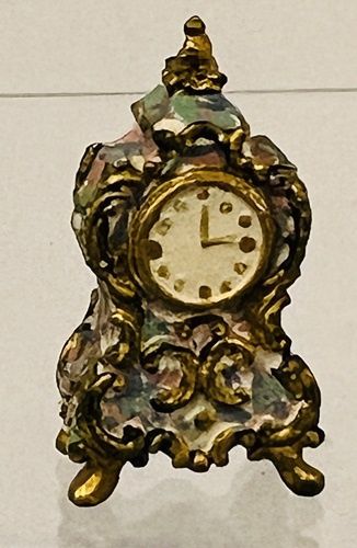 Blue, Pink, and Gold Trimmed Metal Clock mc1514x
