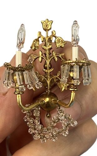 Brass and Crystal Wall Sconce mc1954c