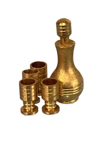 Brass Decanter with Four Goblets mc031791