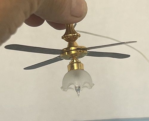 Brass with Fluted Frosted Shade Ceiling Fan MC030741