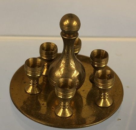 Brass Wine Server with Decanter and Goblets mc04353