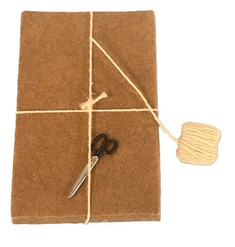 Brown Paper Wrapped Box with Scissors and Cord cp028
