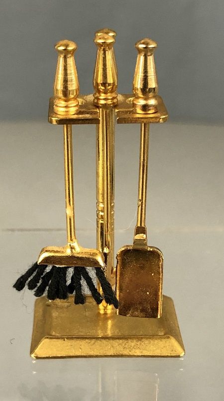 Brass Fireplace Tool Set w/ Squared Base mc01587