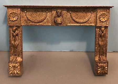 Brass Stone Finish Mantle with Egyptian Deco TS10101