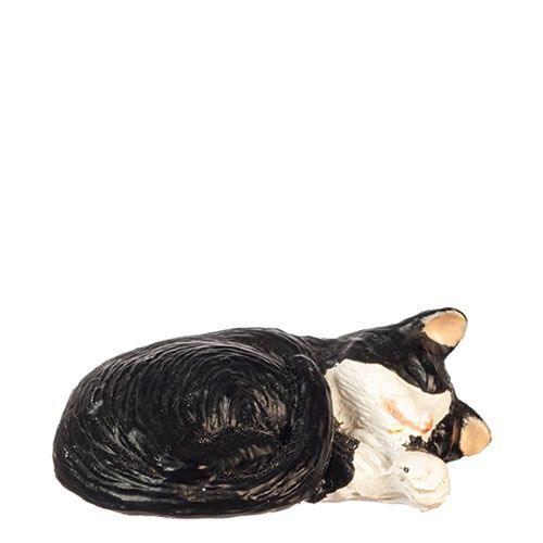 AZE0162 Cat Laying Right/Bl/White