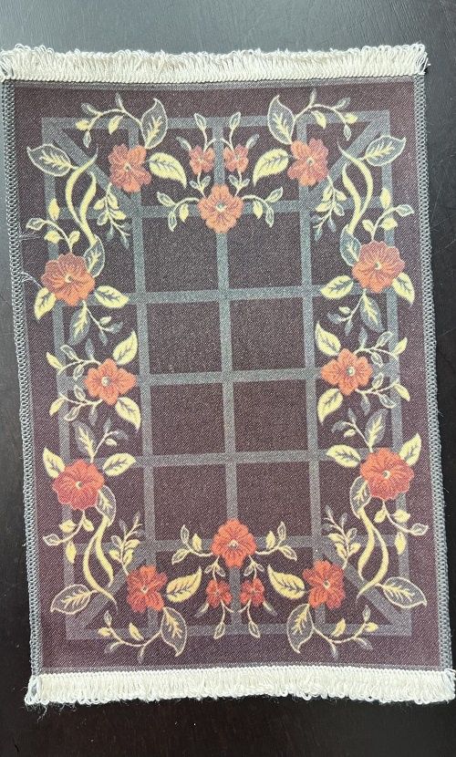 Brown Rug with flowers and trellis 111245f