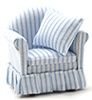 Chair with Pillow, Blue/White Stripe cla10950