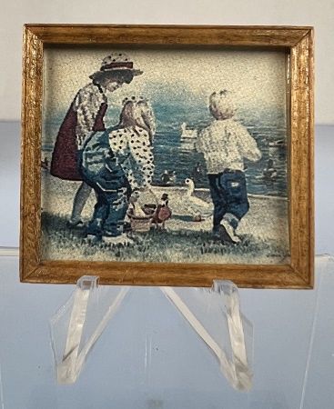 Children Feeding Ducks Print in Wood Frame 10000057-1