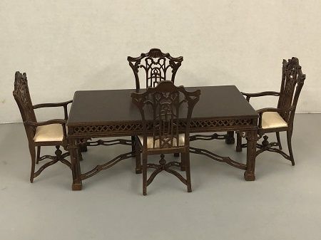 Chippendale Dining Table w/Walnut Chairs BES4252OWN