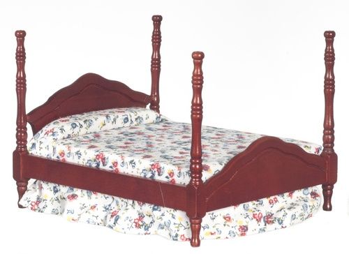 AZT3514 CANNONBALL BED W/LINENS, MAHOGANY