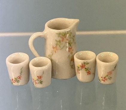Ceramic Pitcher &amp; 4 Matching Glasses MC030801
