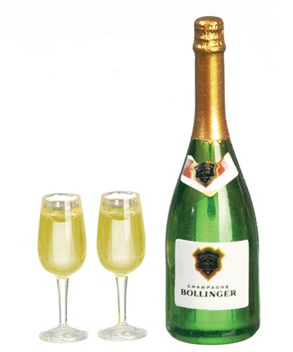 Champagne Bottle with Two Glasses G7754