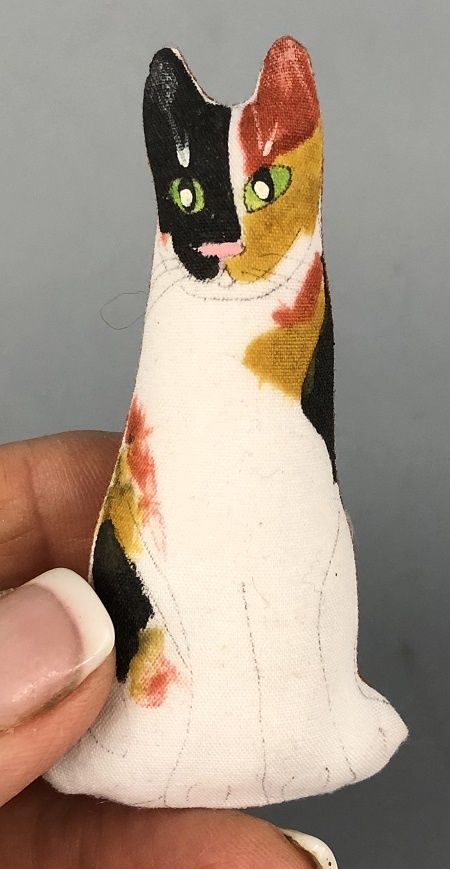 Calico Hand Painted Cat Pillow MC01098