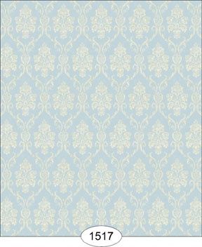 Camilla Damask - Ivory on Blue - 1517 wal1517