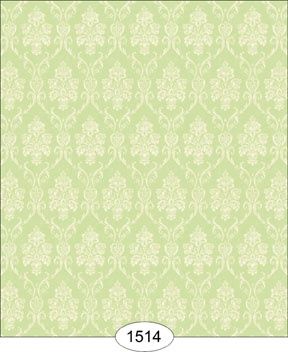 Camilla Damask - Ivory on Green - 1514 wal1514
