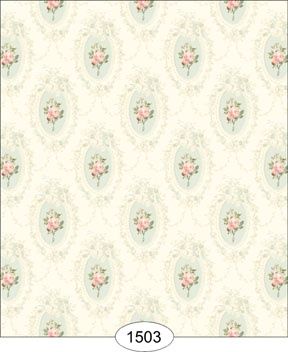 Camilla Floral - Pink on Aqua - 1503 wal1503
