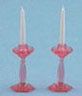 Pair of Candlesticks With Candles, Pink CB66P