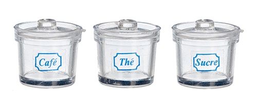 Canisters Set with Lids, Clear, 3 AZG7270