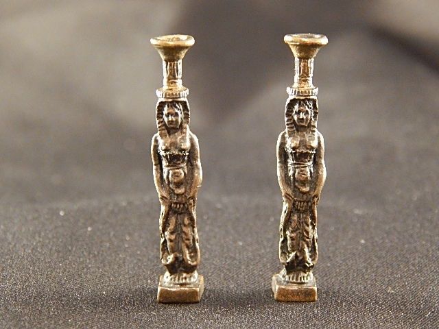 Cast Bronze Caryatid Candlesticks Pair lh673