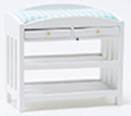 Changing Table, Slatted, White with Blue Mattress CLA10619
