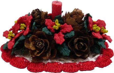 Christmas Poinsettias on Red Trim Doily cpo40