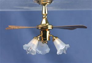 Ceiling Fan with 3 Tulip Lights in Brass MH721