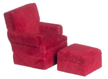 Chair with Ottoman, White, Mahogany AZT3665